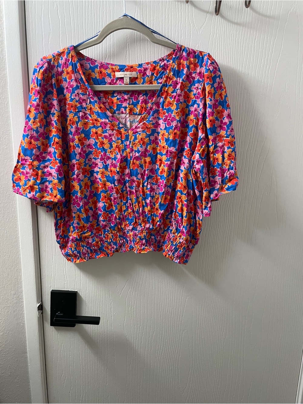 Skies Are Blue Floral V-Neck Crop Top